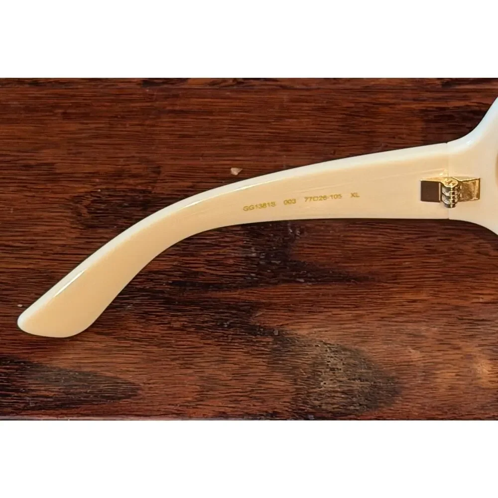 $995 NIB Gucci White 77MM Butterfly Shape Saddle Nose Men's Sunglasses